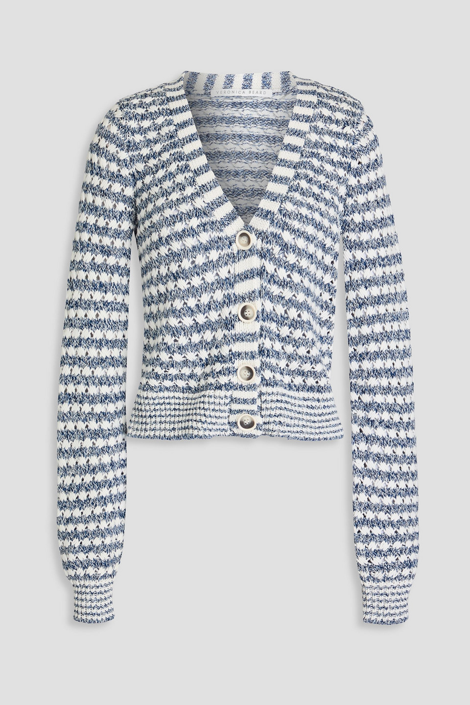 Veronica Beard Artura Open-knit Cotton-blend Cardigan In White