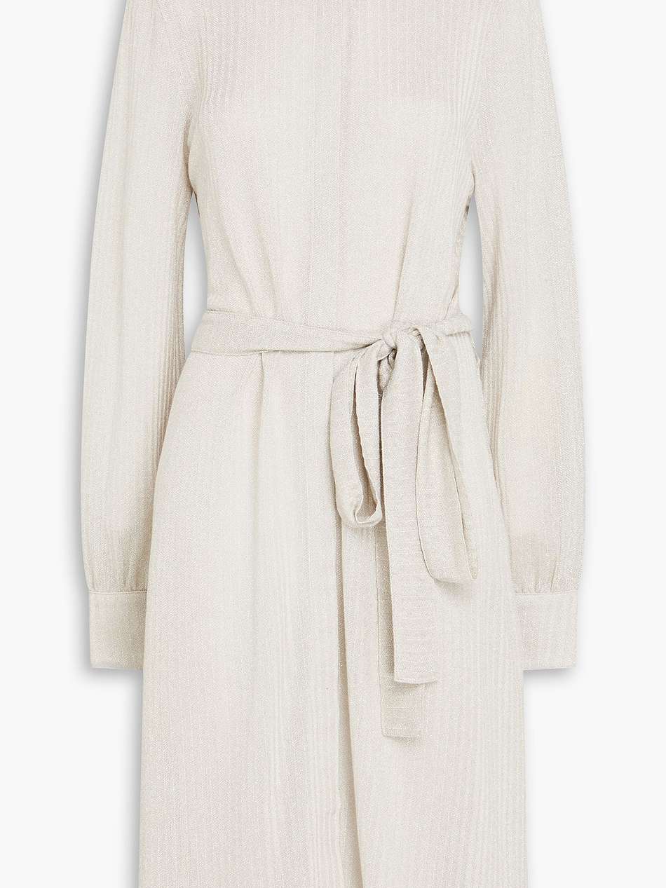 metallic crochet-knit cotton-blend shirt dress