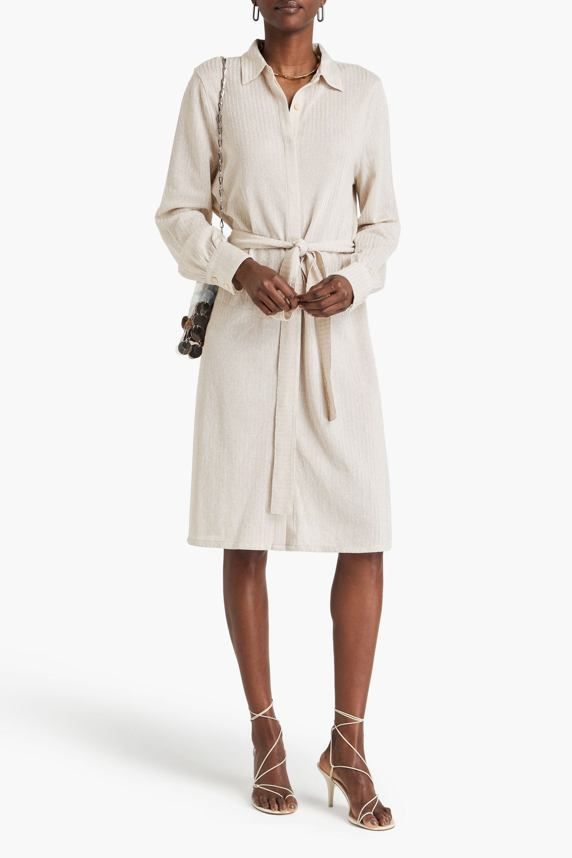Missoni Metallic crochet-knit cotton-blend shirt dress