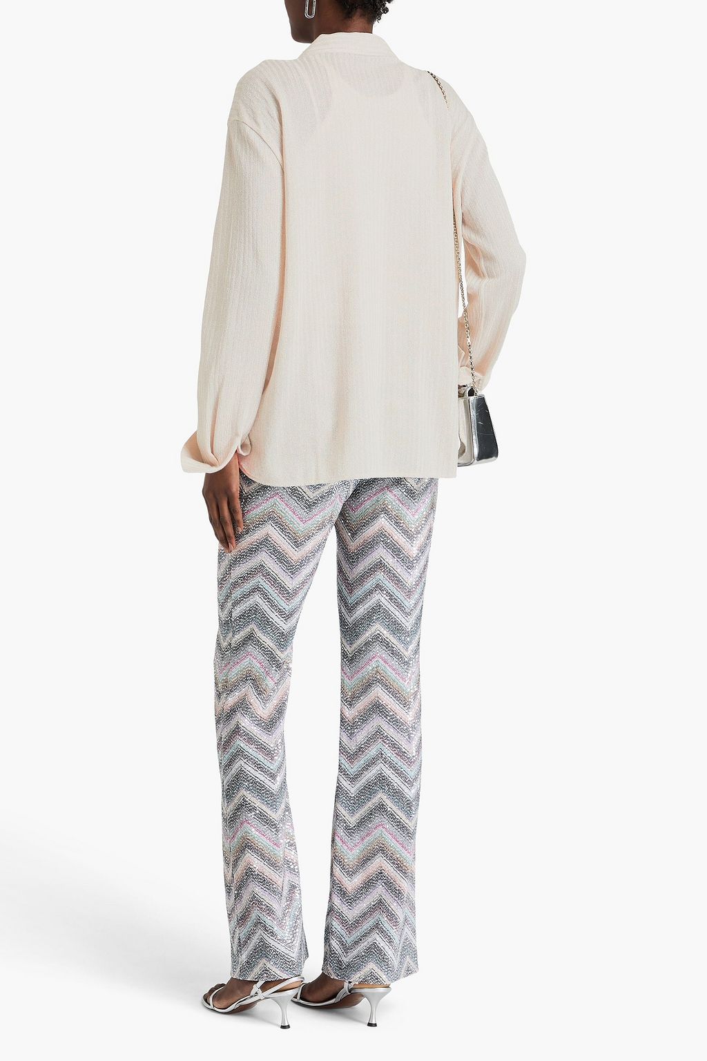 MISSONI قميص من مزيج من القطن بحبكة كروشيه بلون معدني