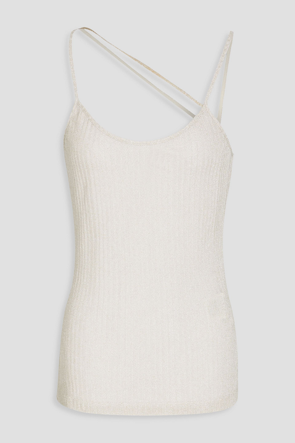 Metallic crochet-knit cotton-blend top