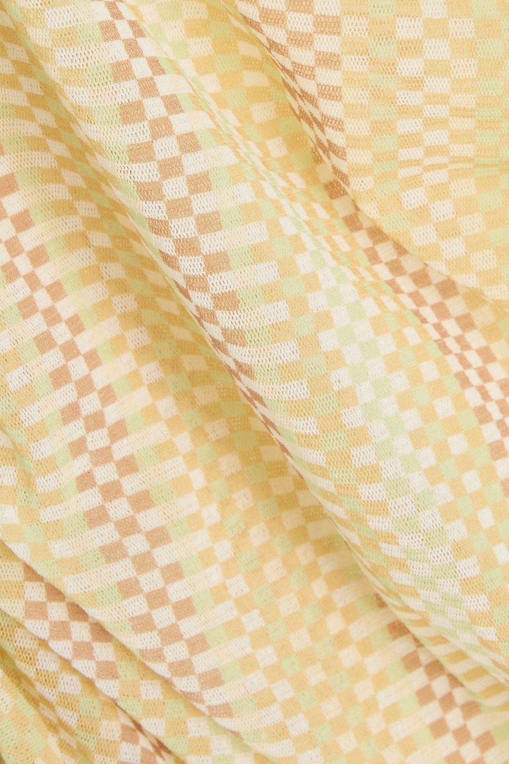 MISSONI بلوزة بياقة عالية من الشبك بنقشة مربعات بتأثير مزموم