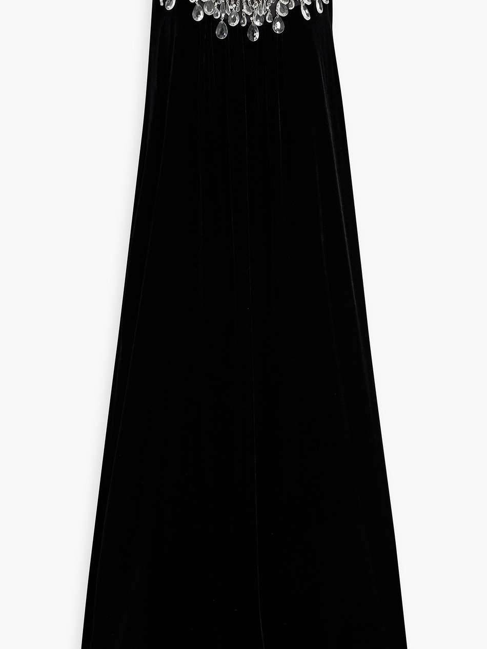 crystal-embellished velvet midi dress