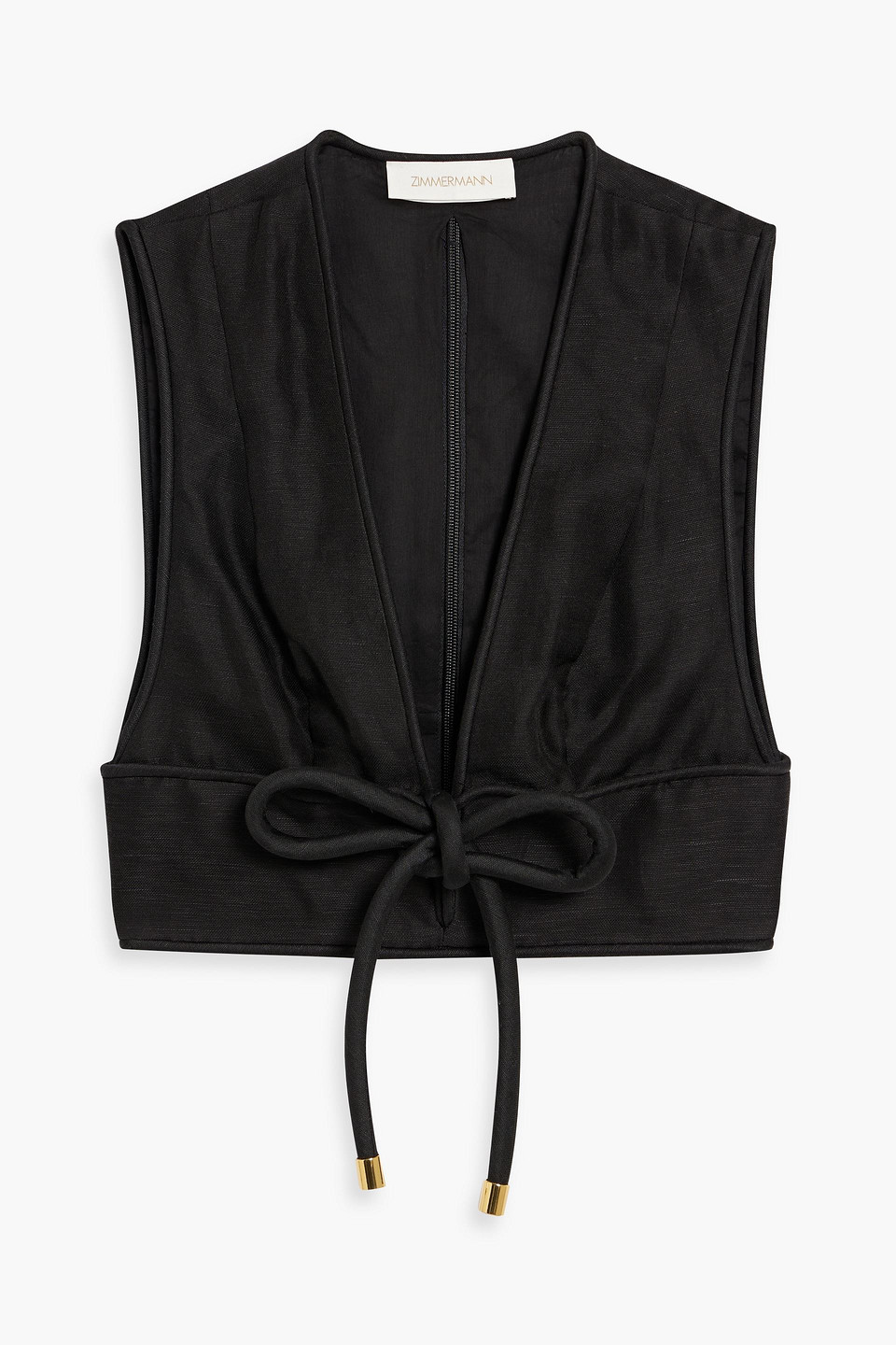 zimmermann - cropped linen and silk-blend top - black - 00
