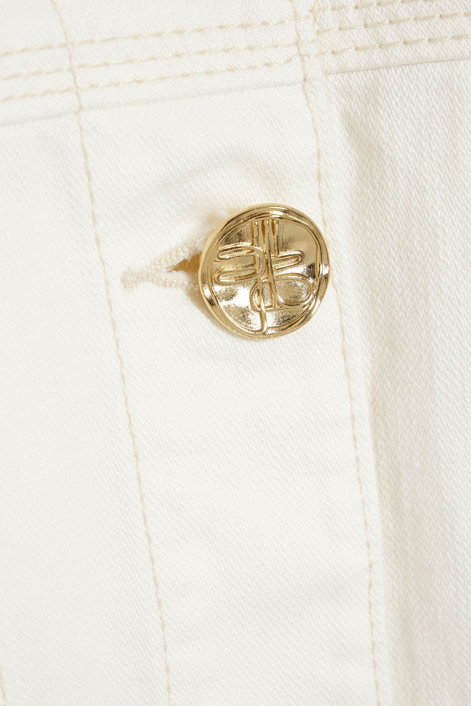 Zimmermann Buttoned Cropped Denim Jacket In Ivory