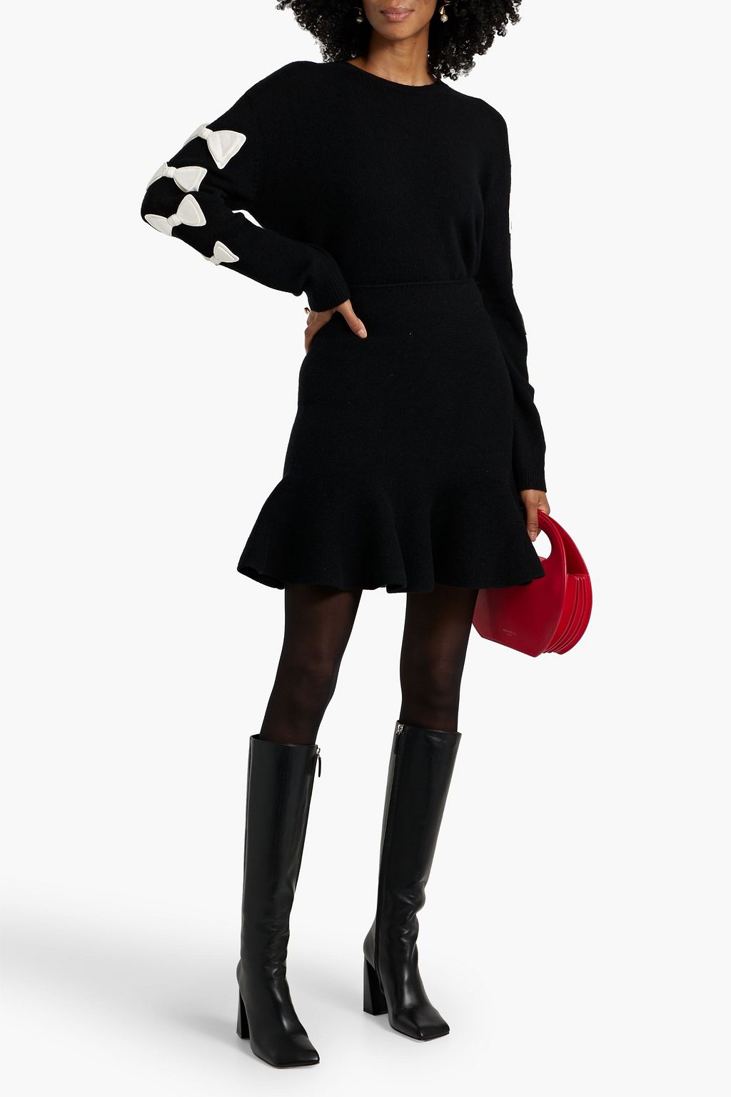 VALENTINO GARAVANI Bow-detailed wool and cashmere-blend sweater