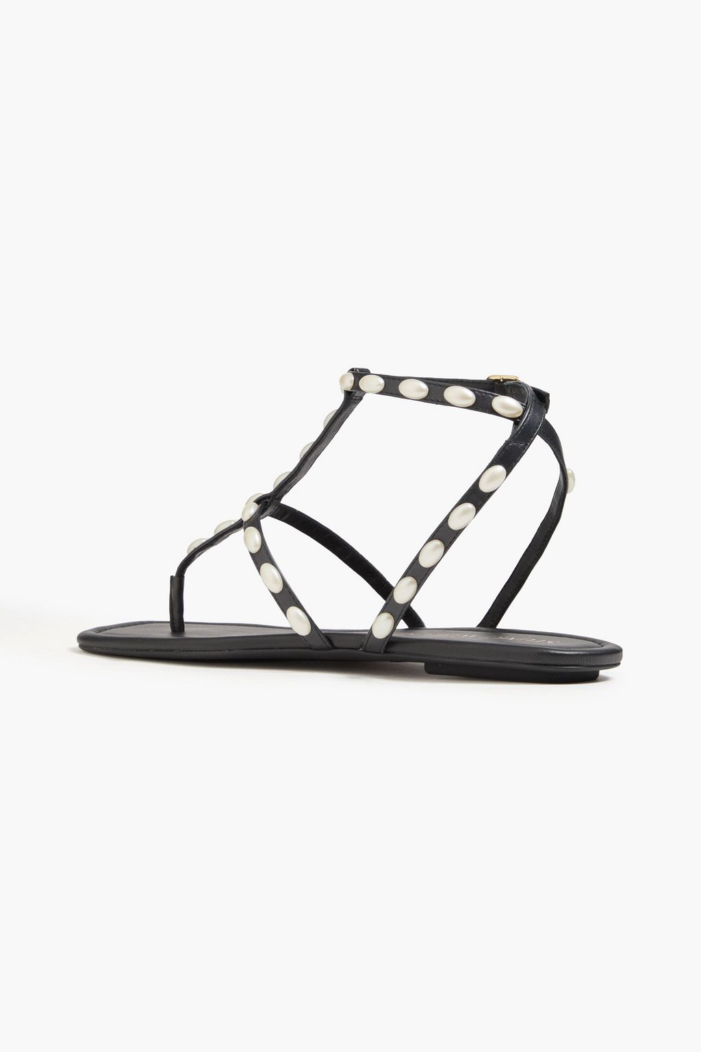 STUART WEITZMAN صندل من الجلد مزين باللؤلؤ الصناعي