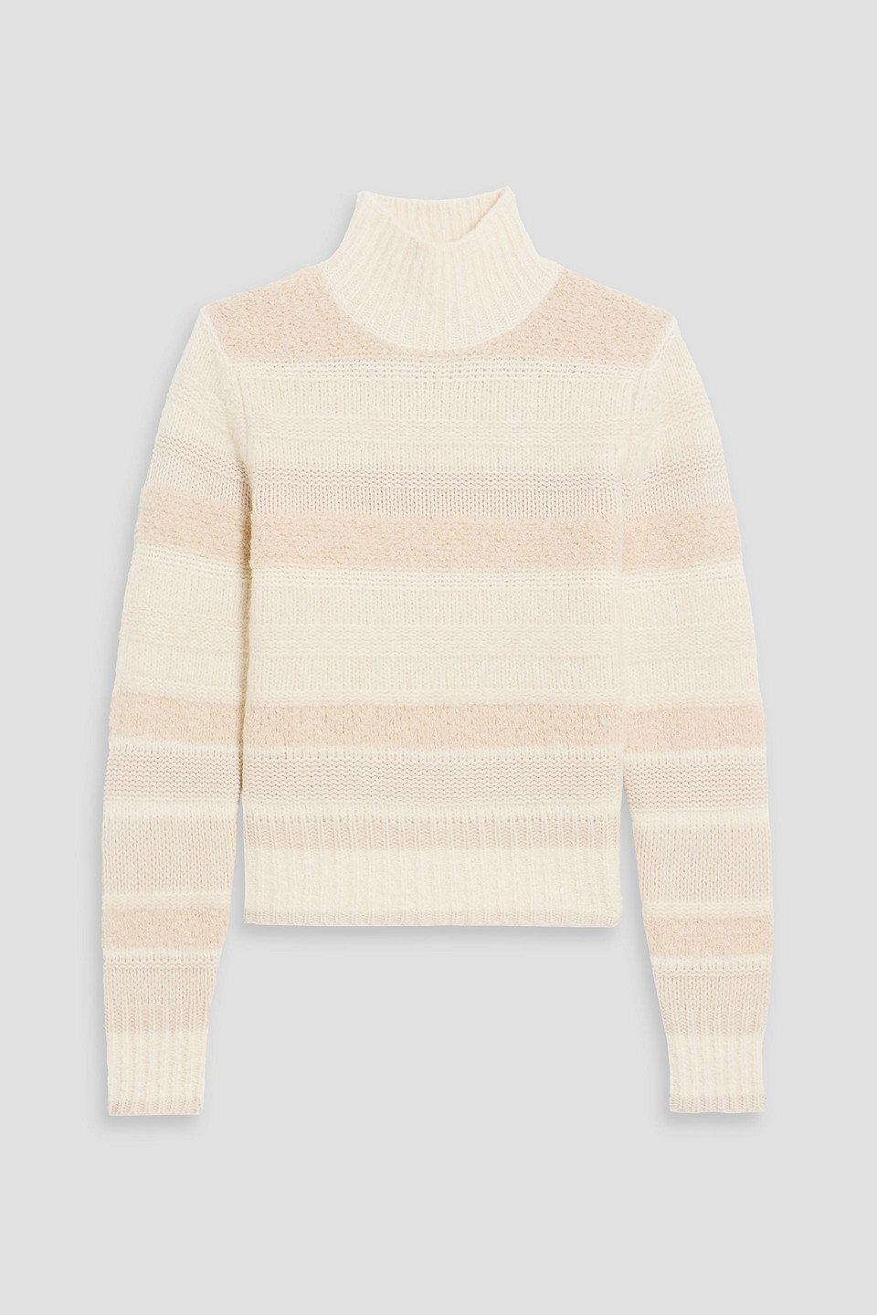 Zimmermann Striped Knitted Turtleneck Sweater In Cream