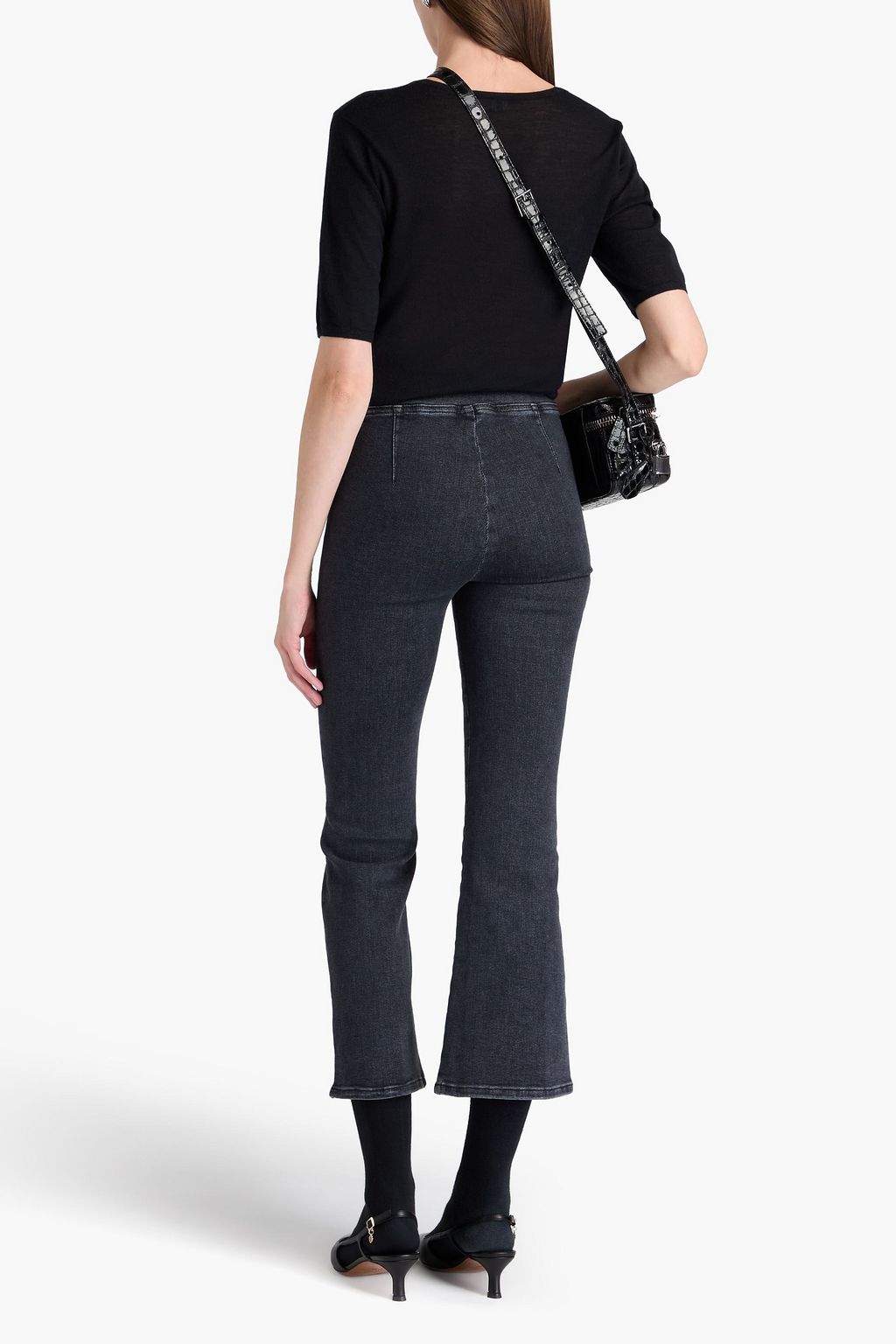 FRAME Jetset cropped high-rise bootcut jeans