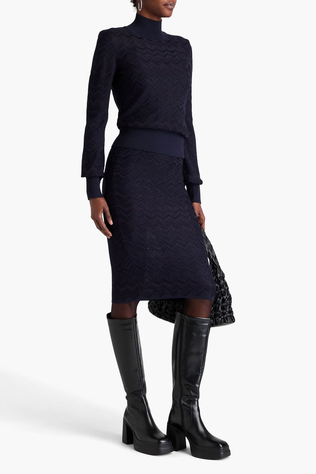 MISSONI Crochet-knit wool-blend turtleneck sweater