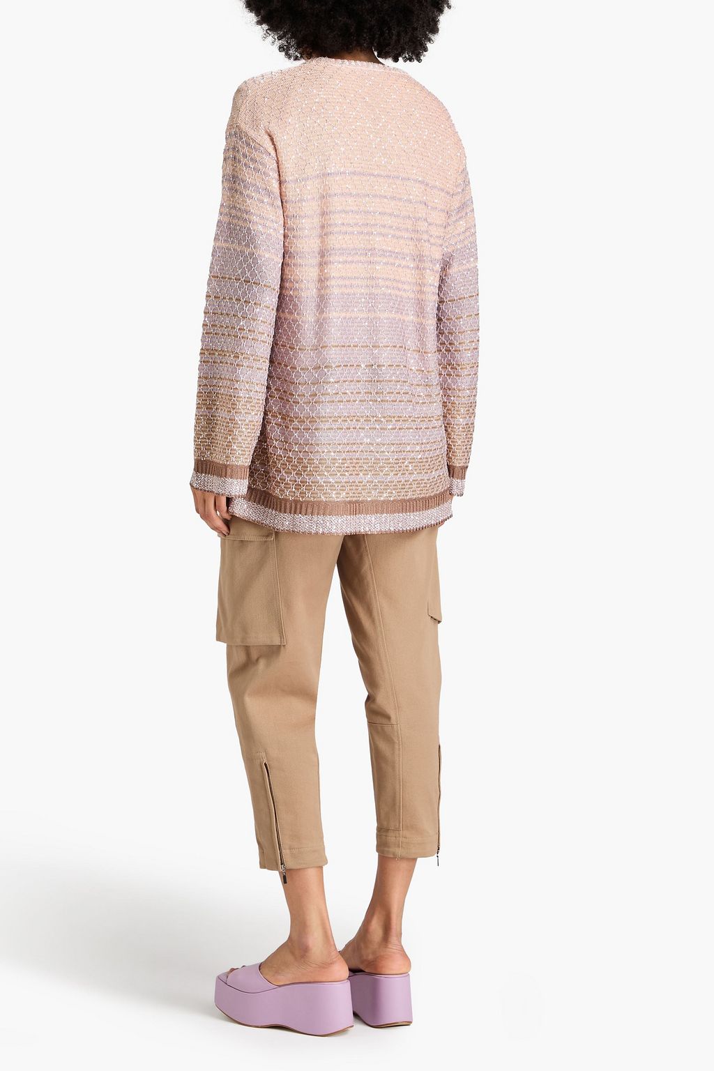 MISSONI كنزة رياضية من نسيج بحبكة كروشيه مزينة بأقراص بلون معدني