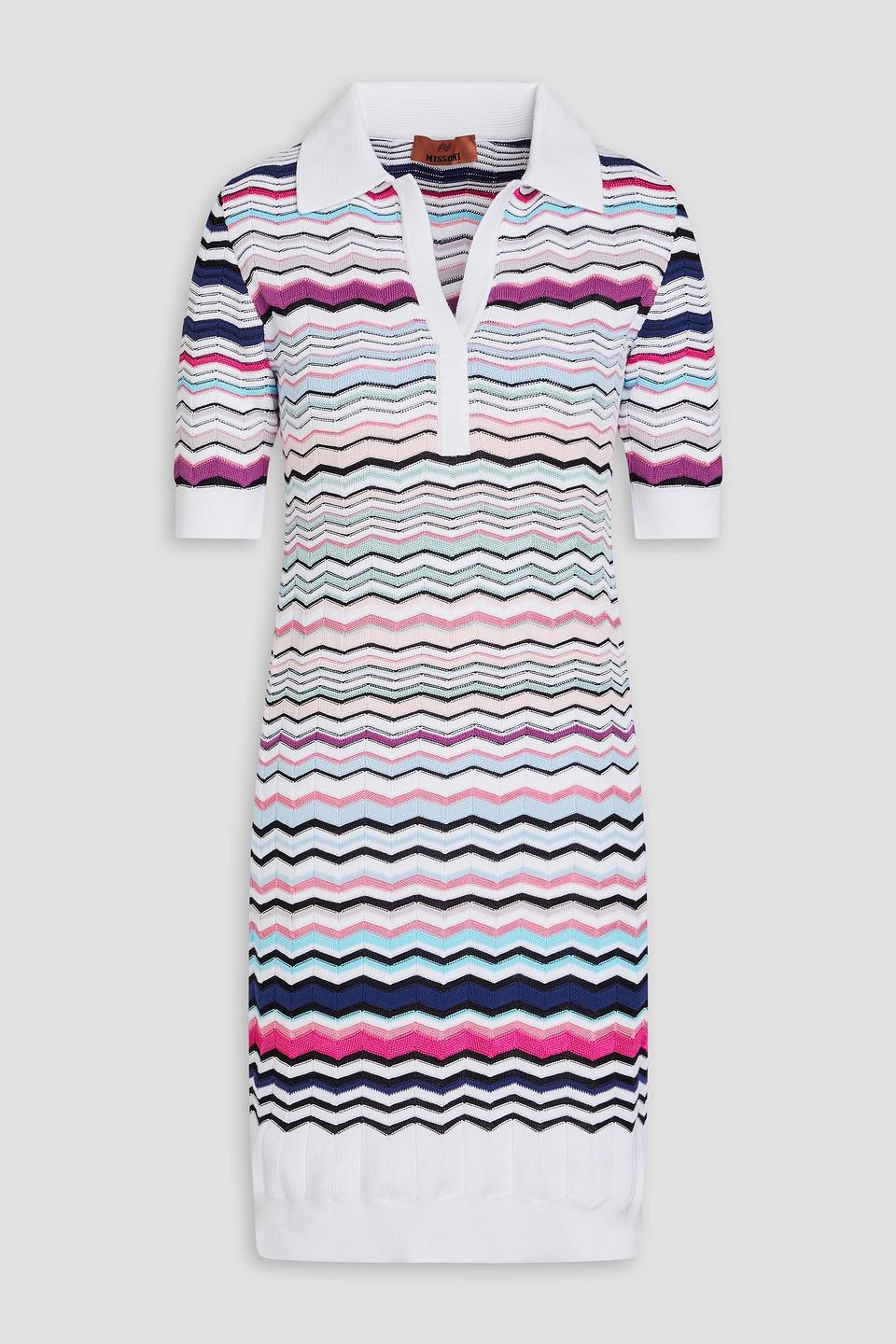 Missoni Intarsia-knit Cotton-blend Mini Dress In Weiss
