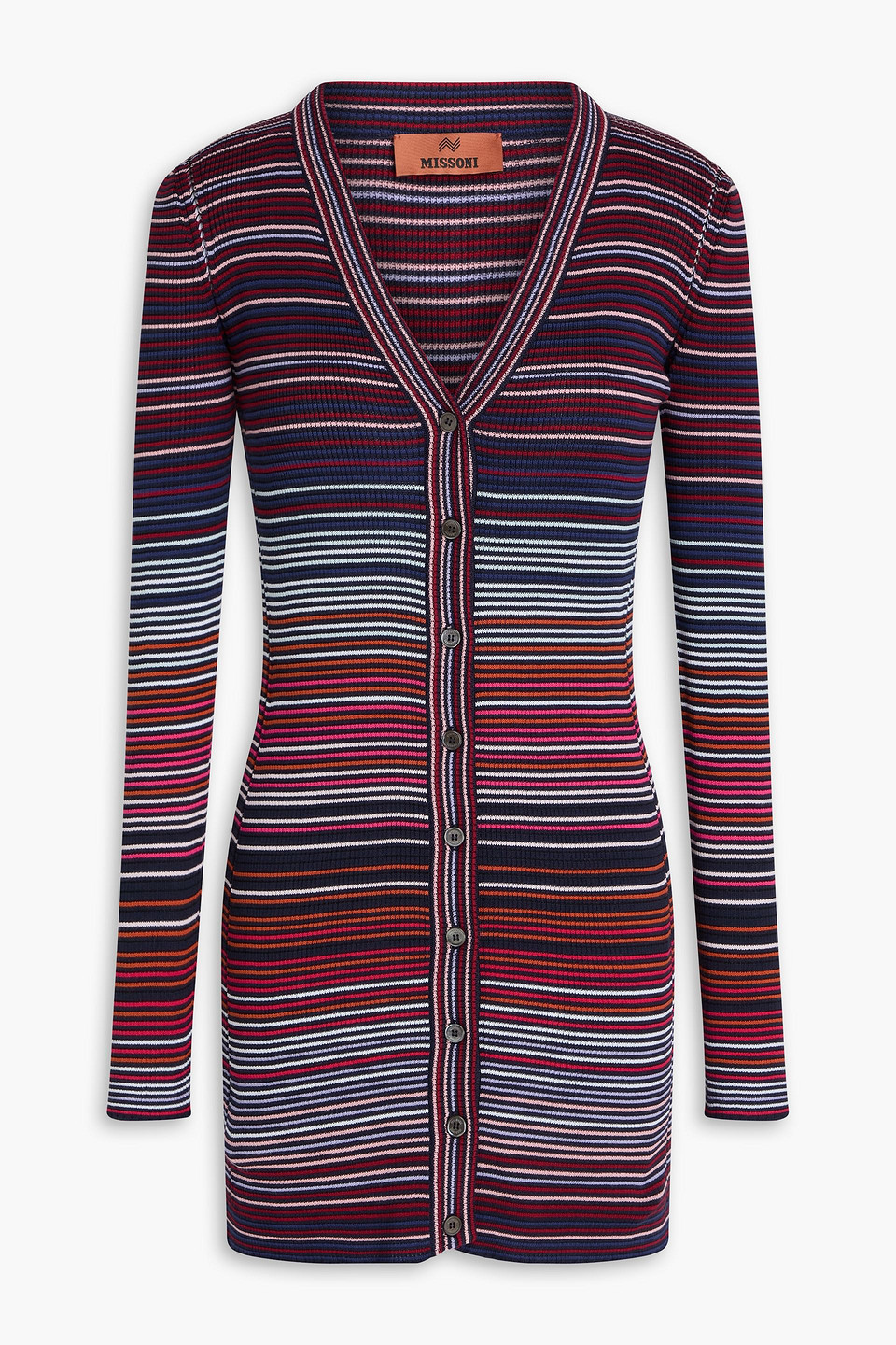 Missoni V-neck Striped Cardigan In Navy