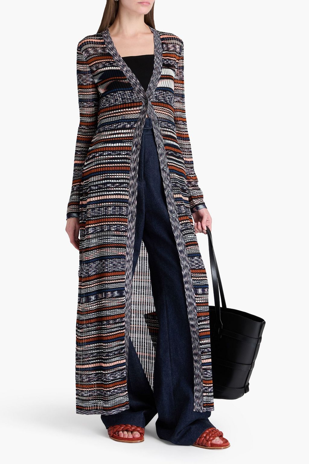 MISSONI كارديغان من نسيج بحبكة مضلّعة بألوان متداخلة