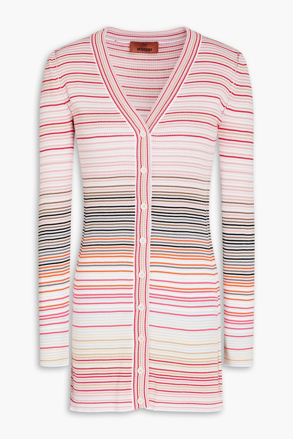missoni - striped ribbed cotton-blend cardigan - pink - it 40