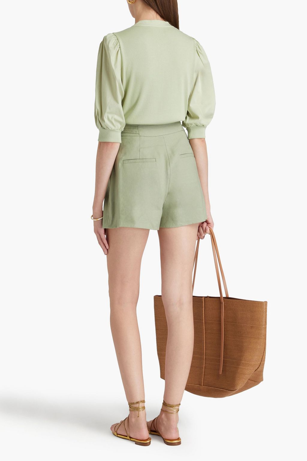VERONICA BEARD Coralee poplin-paneled stretch-Pima cotton-jersey top