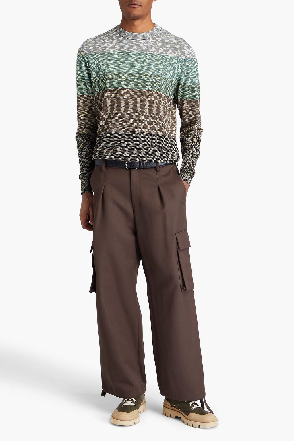 MISSONI 퍼포레이트 디테일 가죽 하이탑 스니커즈