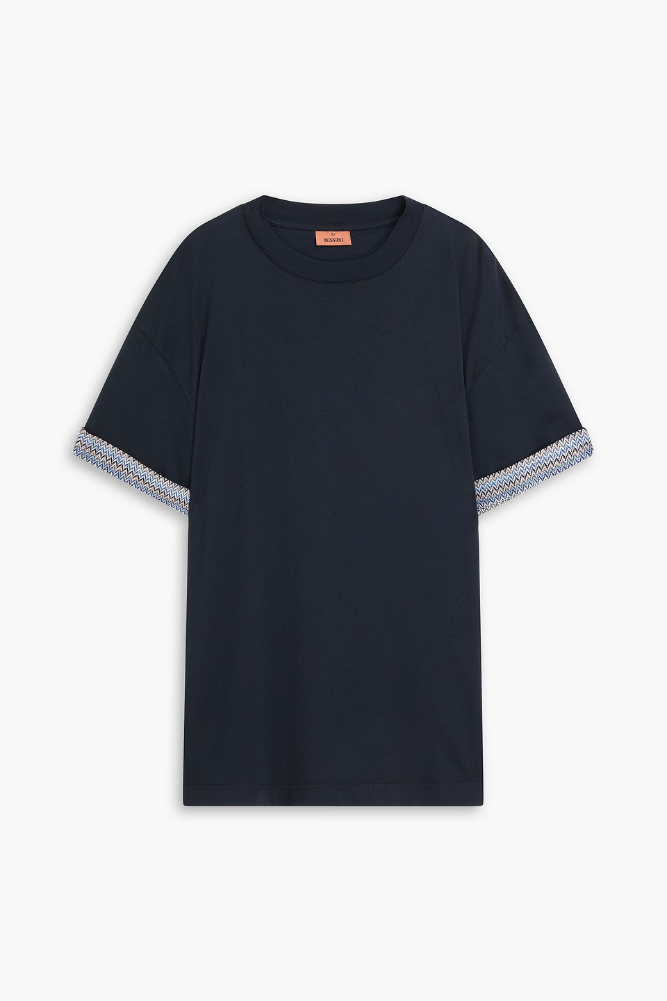 Missoni Crochet-trimmed Cotton-jersey T-shirt In Marineblau