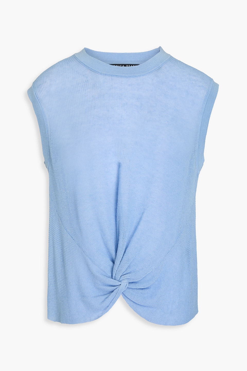 Veronica Beard Kellen Twisted Linen-blend Top In Light Blue