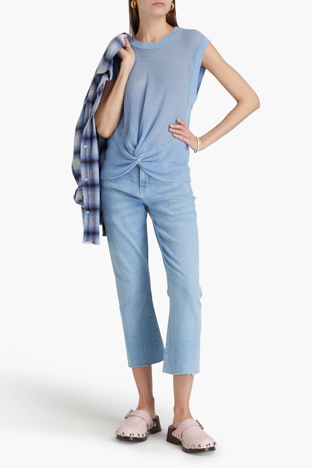 VERONICA BEARD Kellen twisted linen-blend top