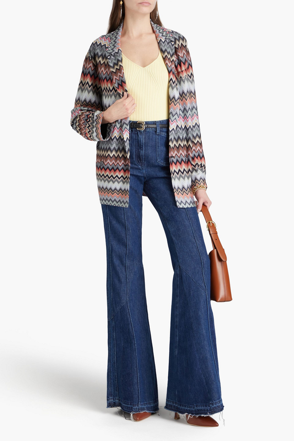 Missoni Crochet-knit Cotton-blend Blazer In Multicolor