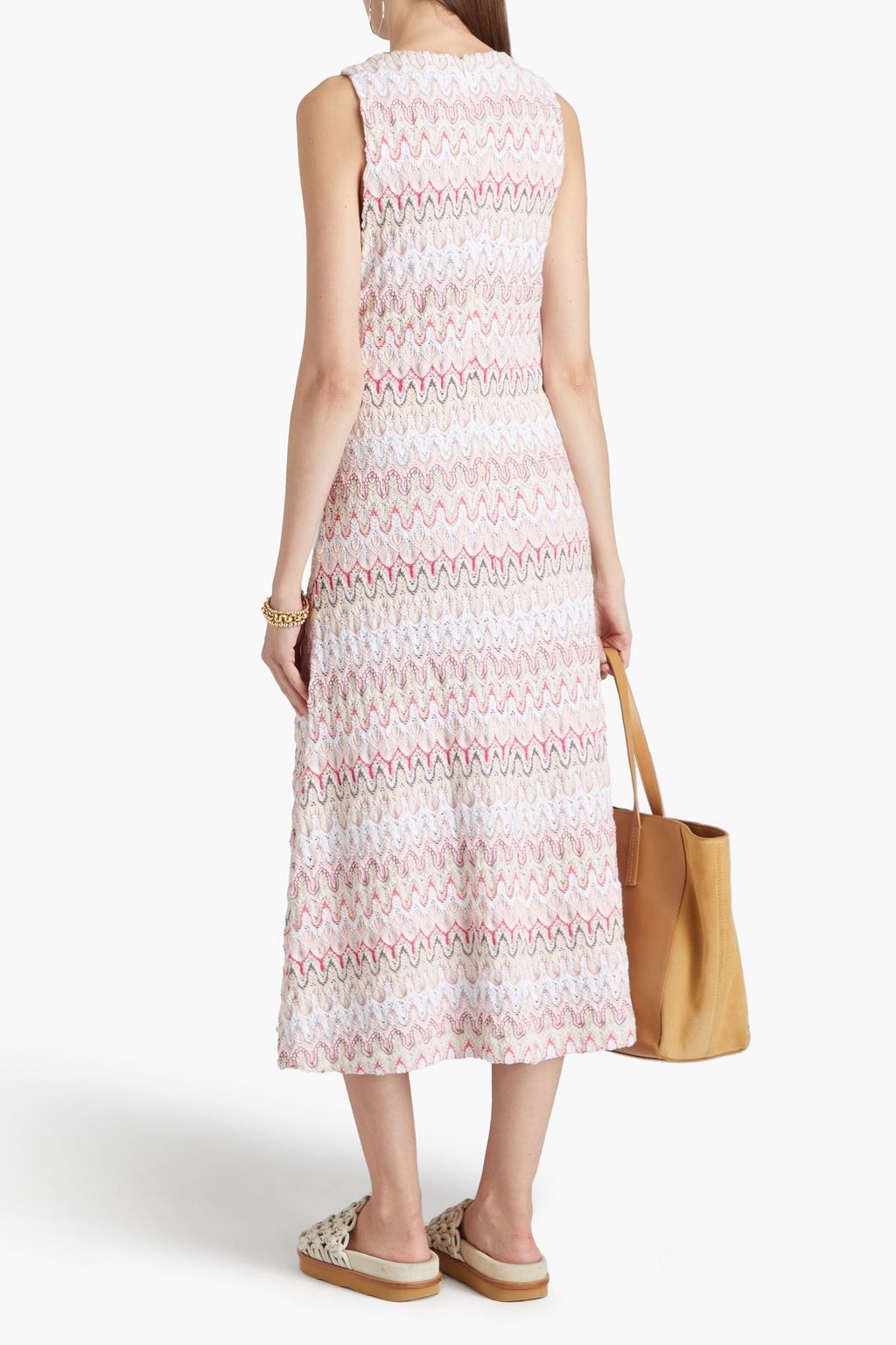 MISSONI فستان متوسط الطول من نسيج بحبكة كروشيه
