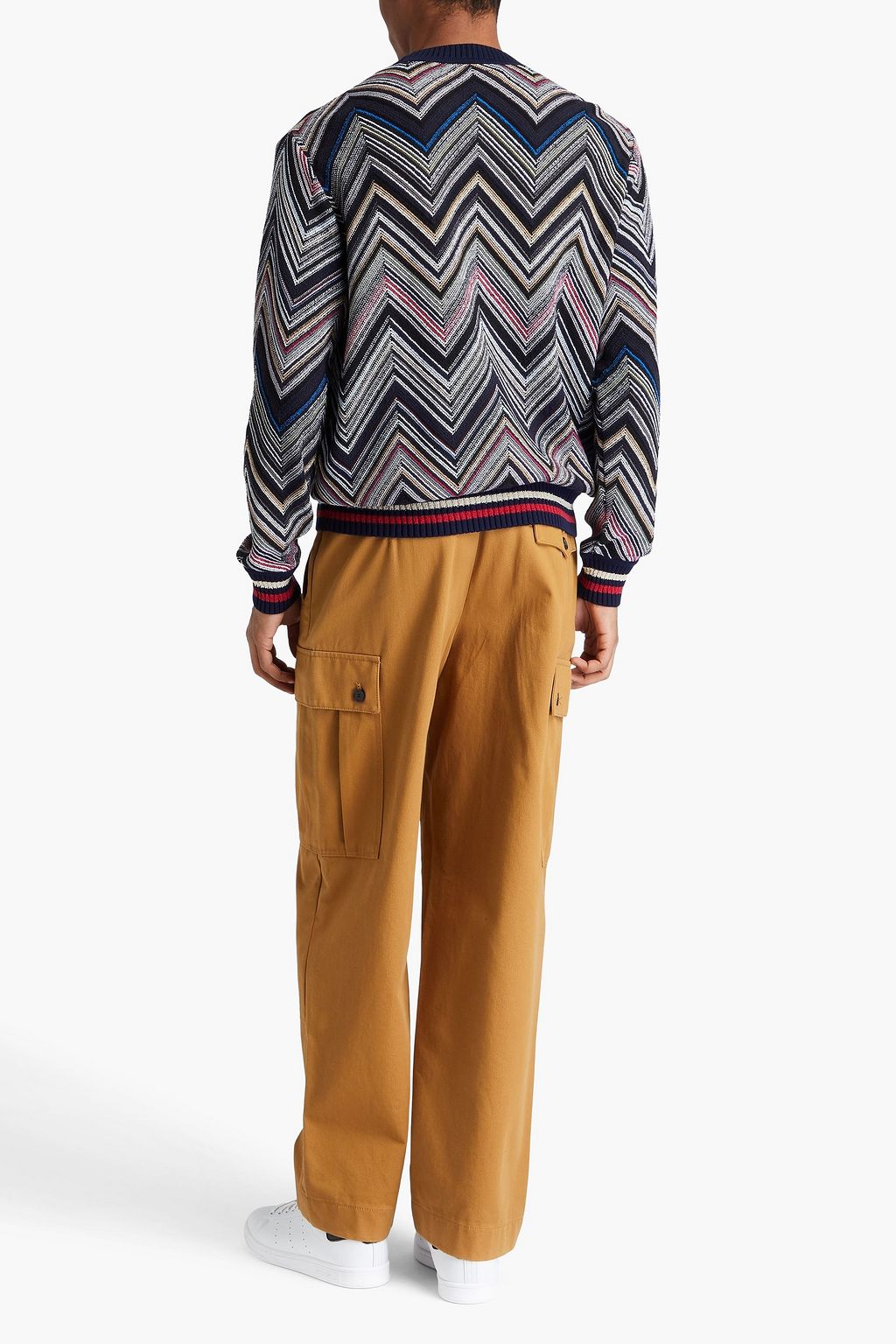 MISSONI 러플 장식 캐시미어 하프 지퍼 스웨터