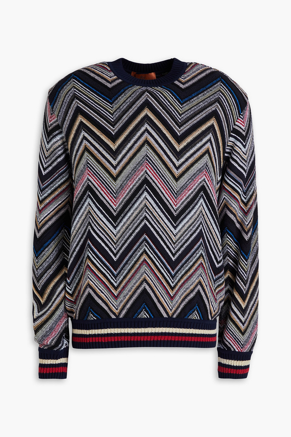 Jacquard-knit cotton-blend sweater