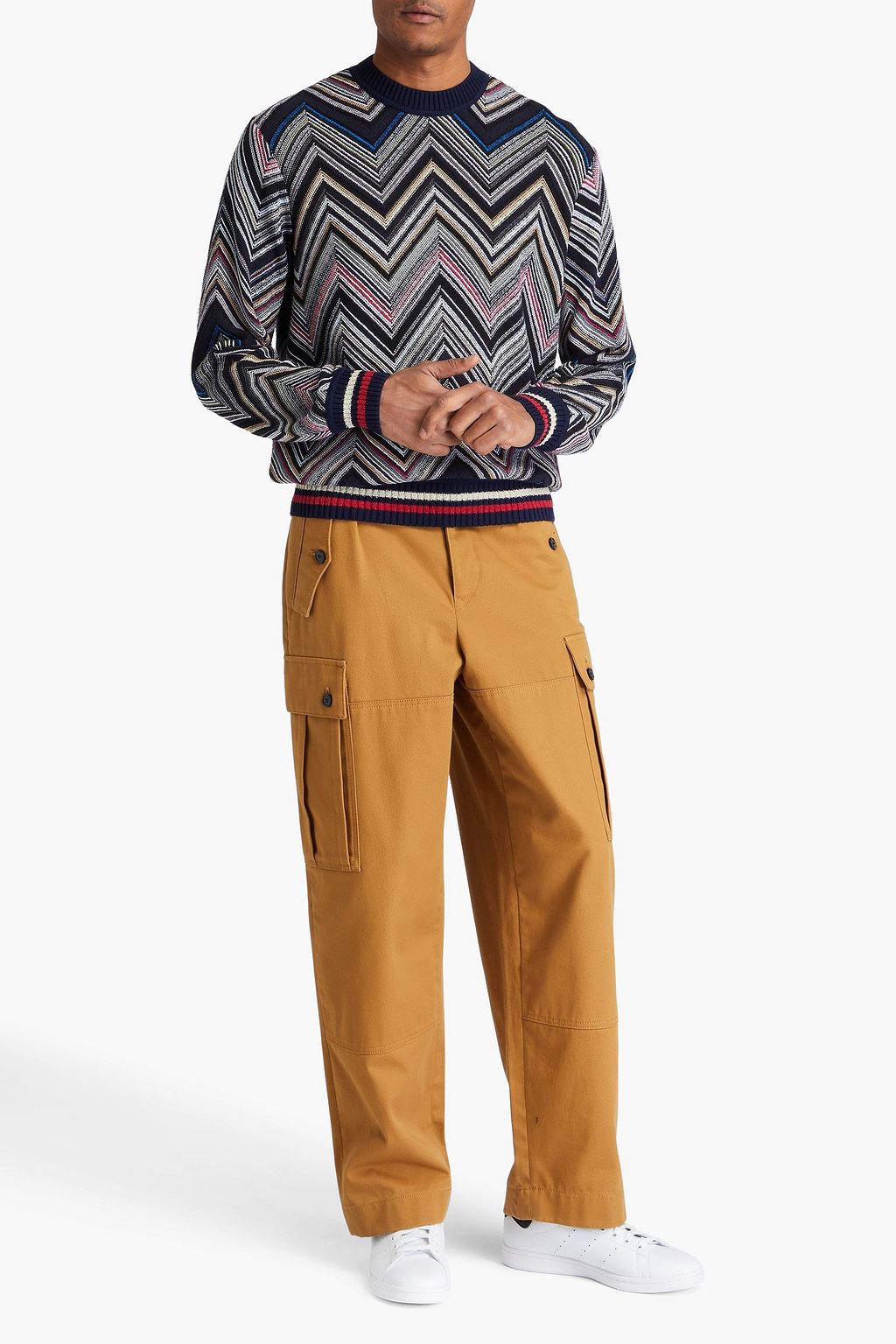 MISSONI 러플 장식 캐시미어 하프 지퍼 스웨터