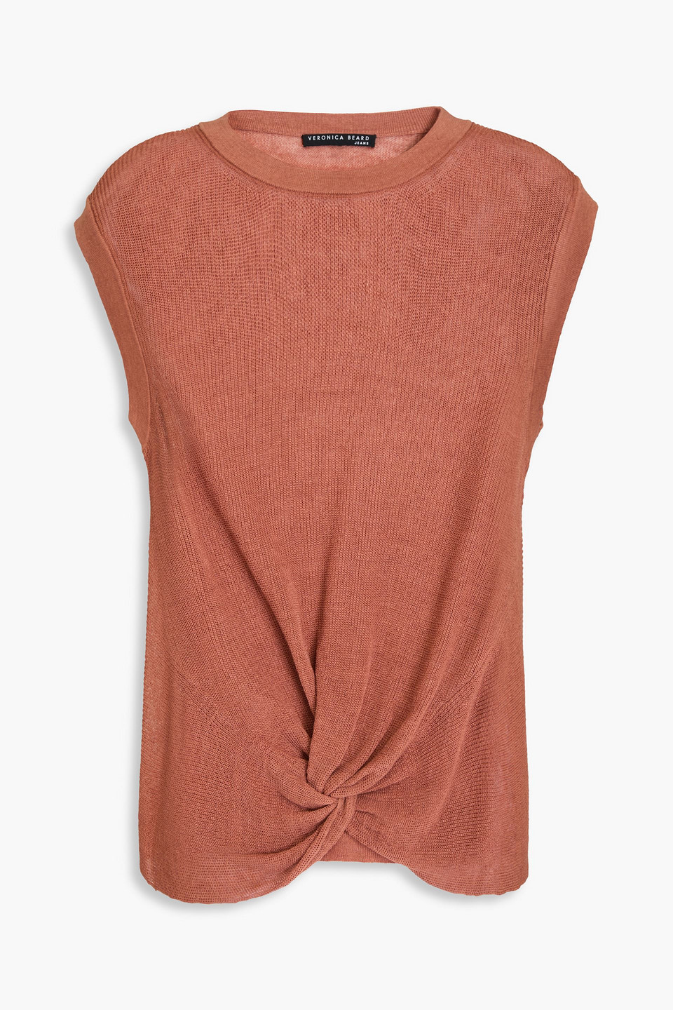 Veronica Beard Kellen Twisted Linen-blend Top In Brown