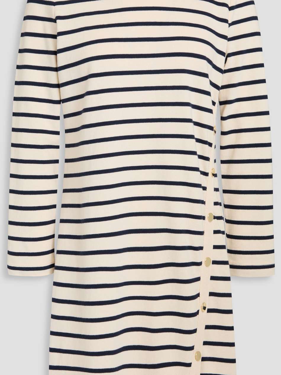 ruta button-embellished striped cotton mini dress