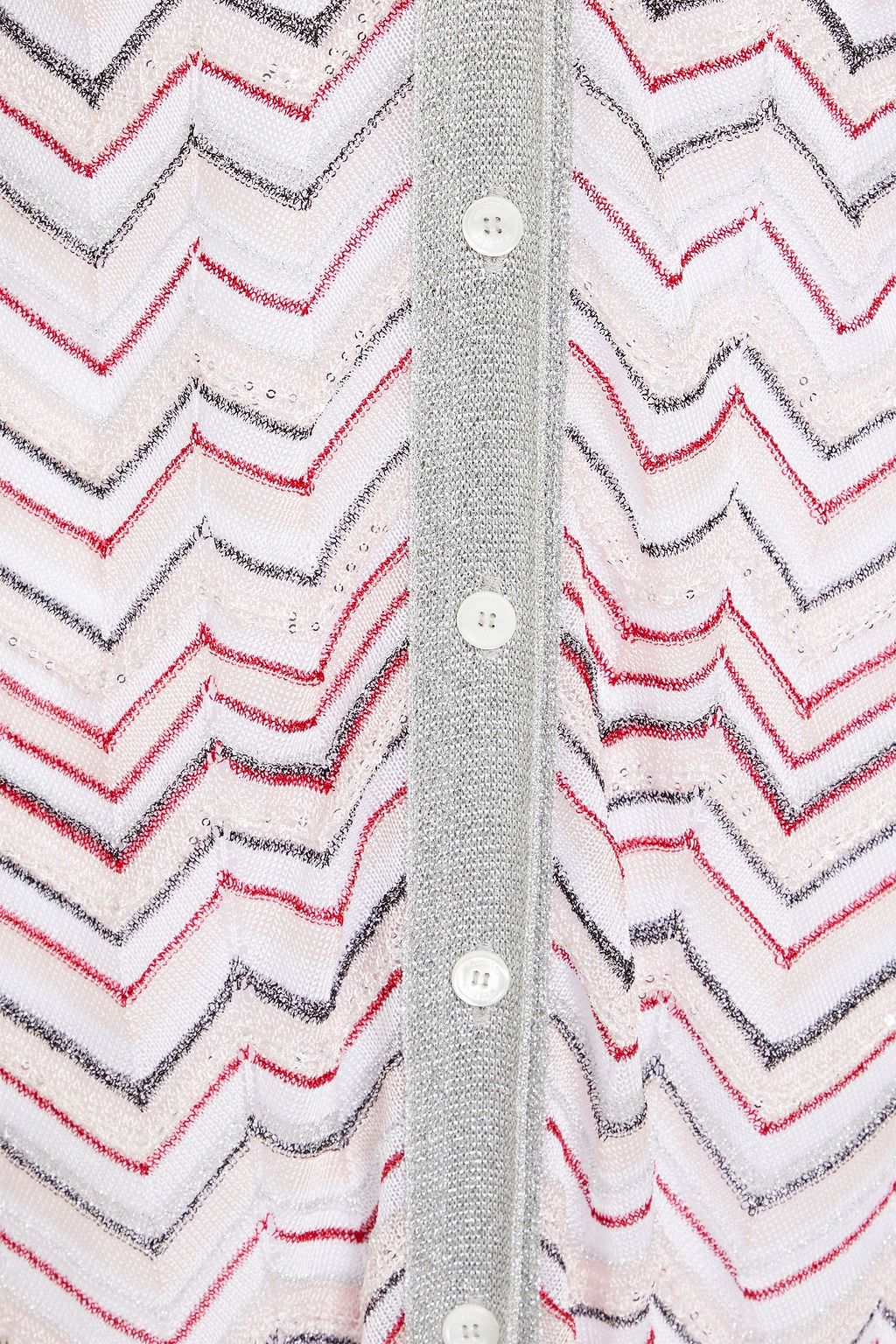 MISSONI كارديغان من نسيج بحبكة كروشيه بلون معدني ومزين بأقراص برّاقة