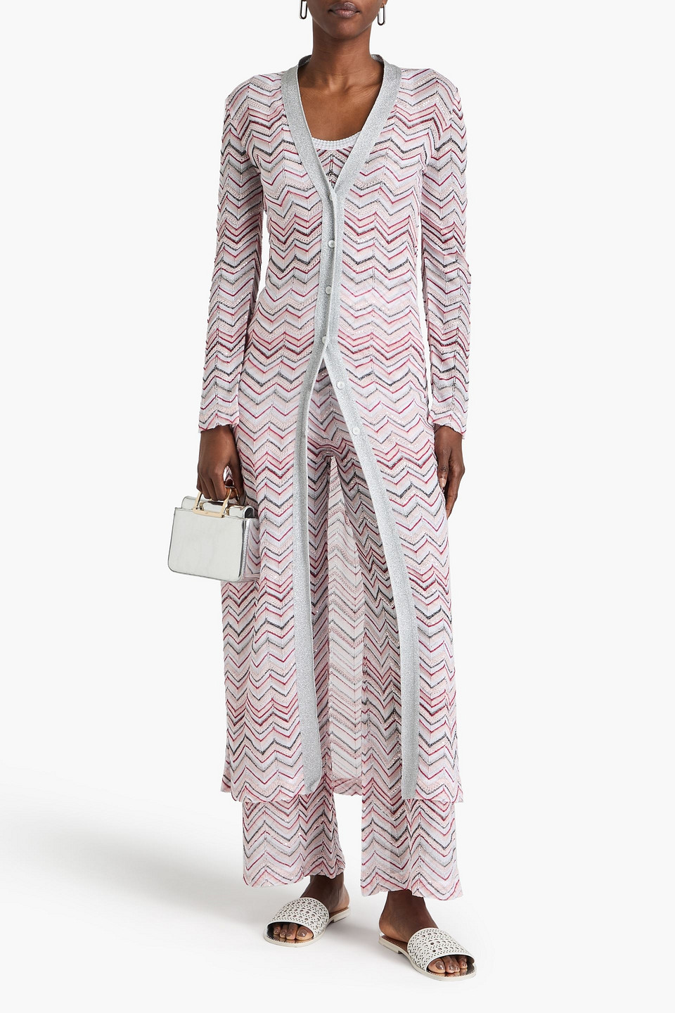 Missoni Sequined Metallic Crochet-knit Cardigan In Pastellrosa