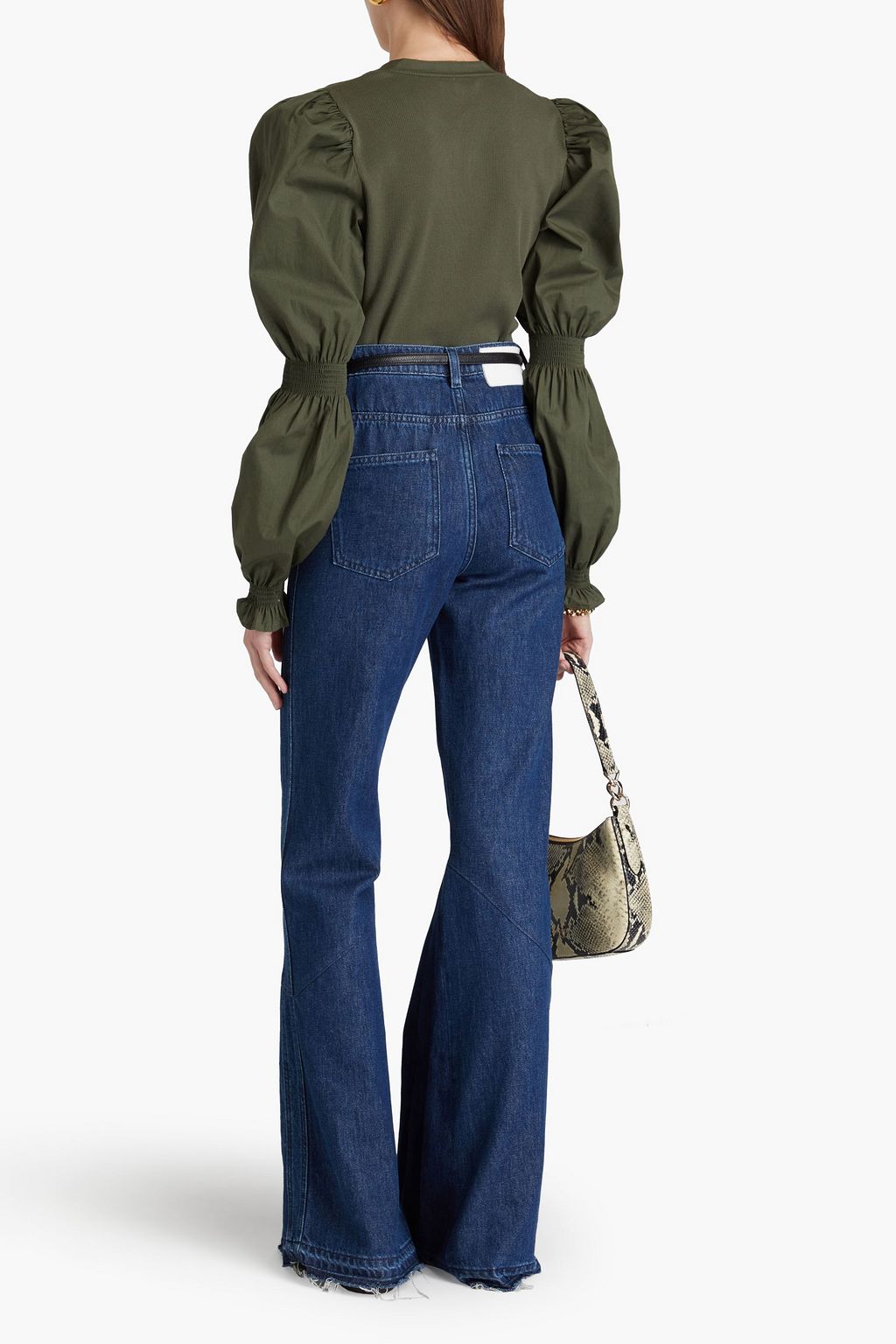VERONICA BEARD Effy poplin-paneled stretch-Pima cotton-jersey  top