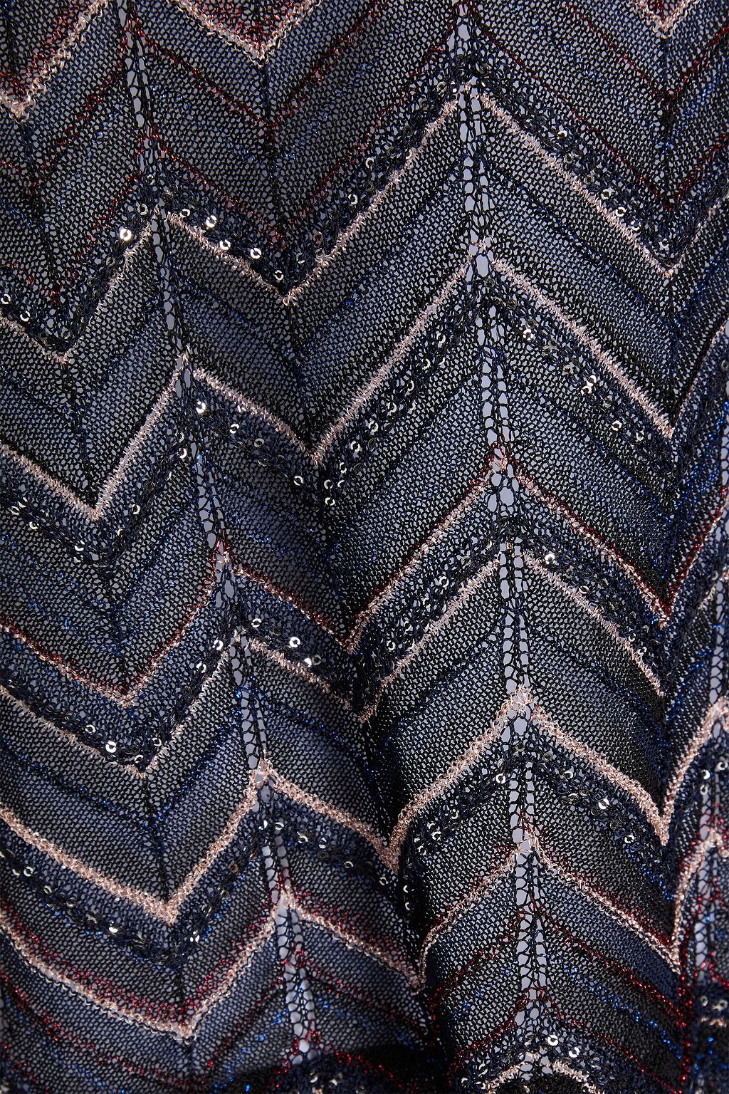 MISSONI بلوزة من نسيج بحبكة كروشيه بلون معدني بتصميم مزركش