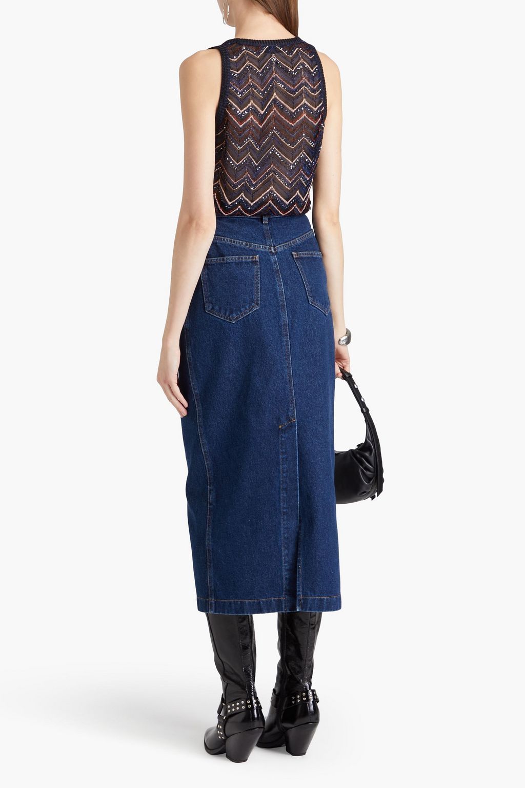 MISSONI بلوزة من نسيج بحبكة كروشيه بلون معدني بتصميم مزركش
