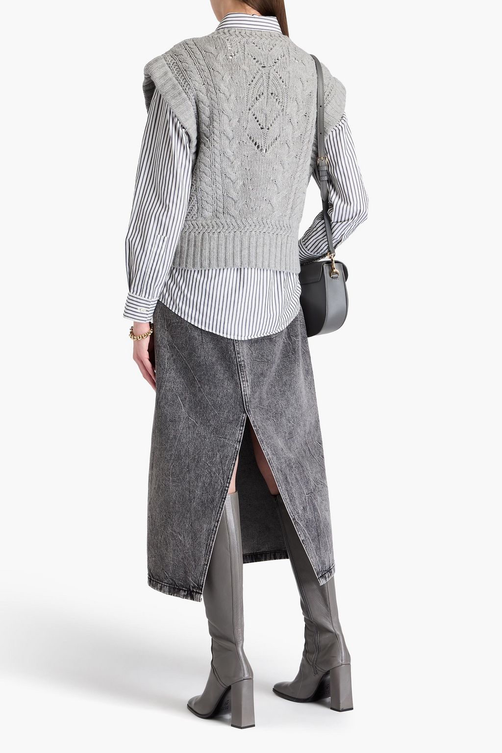 VERONICA BEARD Pinkett mélange cable-knit vest