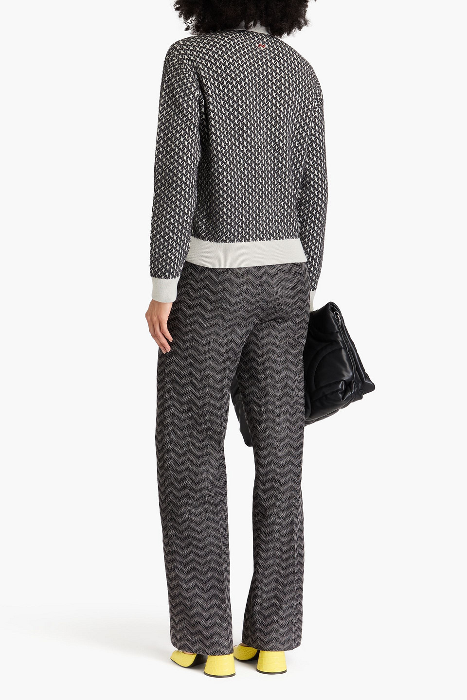Missoni Jacquard-knit Cotton-blend Cardigan In Dark Gray