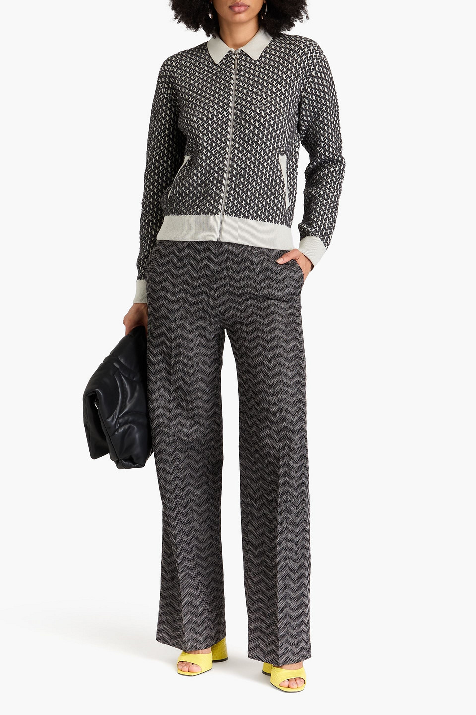 Missoni Jacquard-knit Cotton-blend Cardigan In Dark Gray