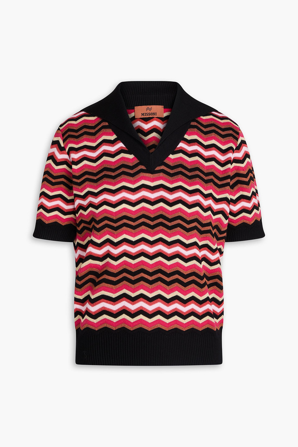 Striped cotton-blend polo shirt