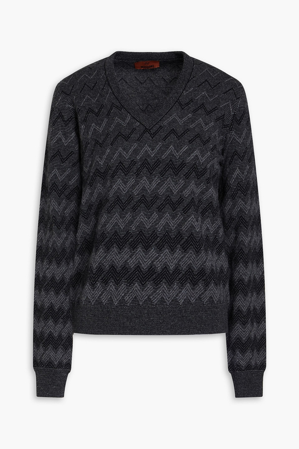 Missoni Crochet-knit Cashmere Sweater In Dark Gray