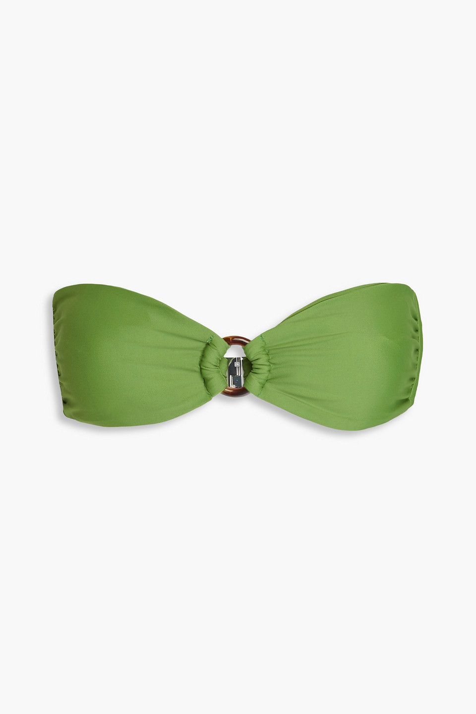 Shop Veronica Beard Carper Ring-embellished Bandeau Bikini Top In Leaf Green