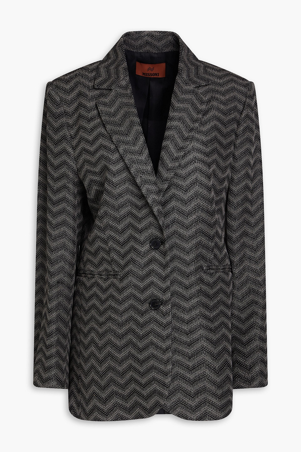 Missoni Chevron-knit Cotton Blazer In Anthracite