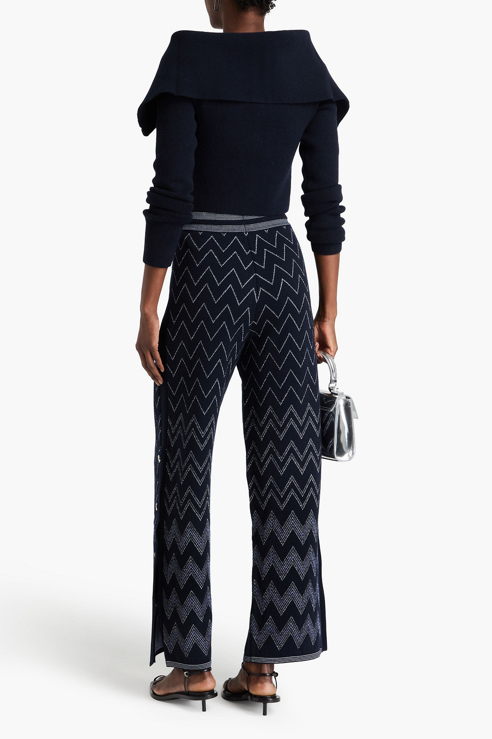 MISSONI METALLIC JACQUARD-KNIT WOOL-BLEND WIDE-LEG PANTS