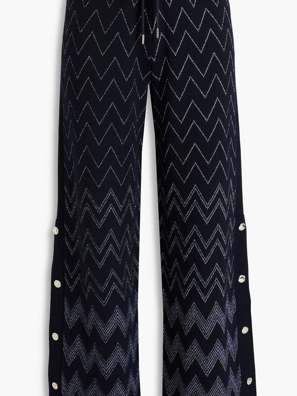 metallic jacquard-knit wool-blend wide-leg pants
