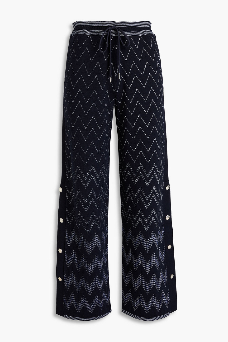 Missoni Straight-leg Knitted Trousers In Navy
