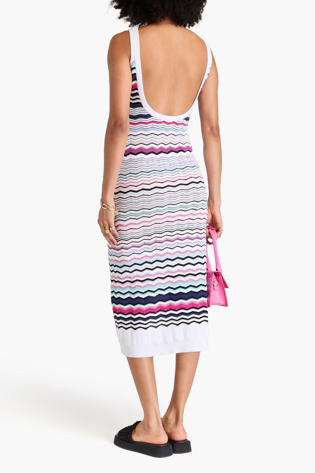 MISSONI فستان متوسط الطول من مزيج من القطن بحبكة كروشيه