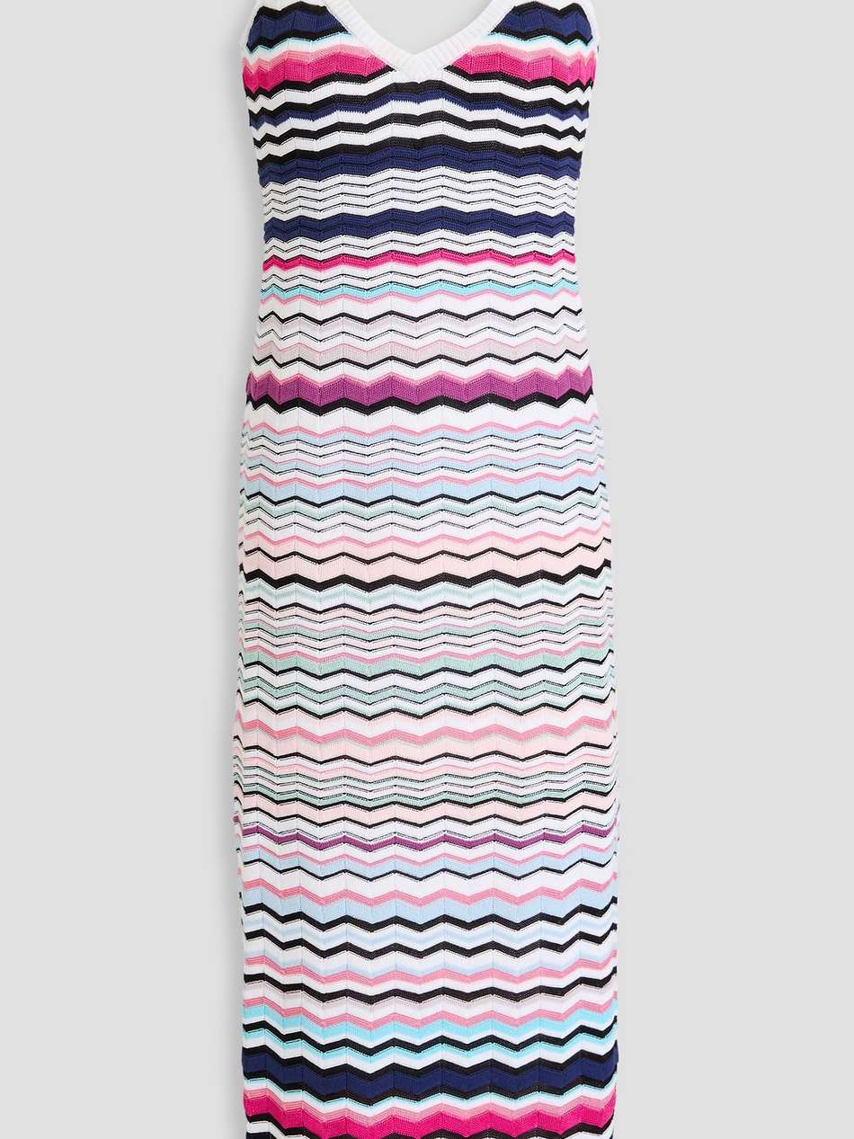 crochet-knit cotton-blend midi dress