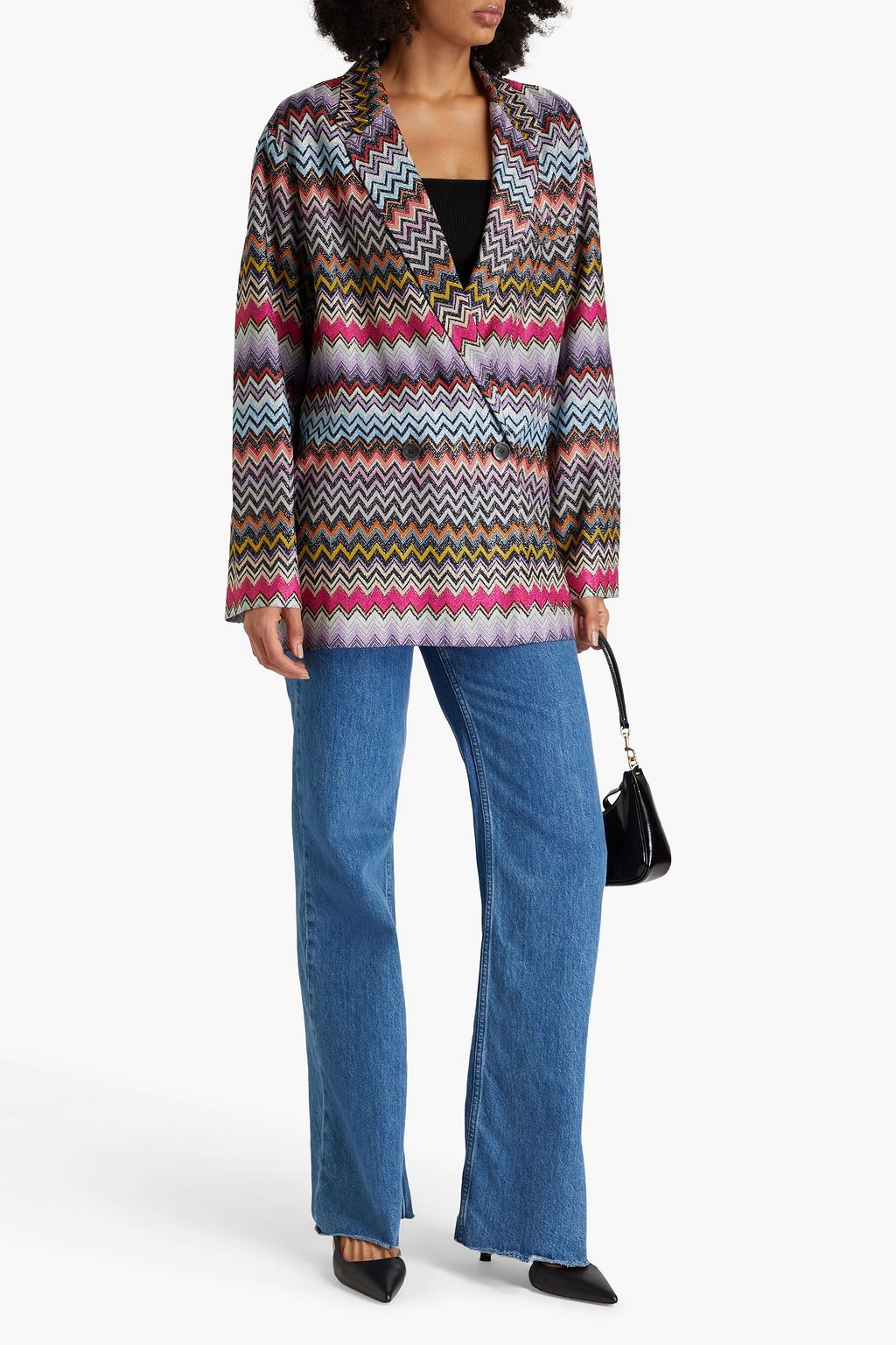 MISSONI بليزر من نسيج بحبكة كروشيه بلون معدني