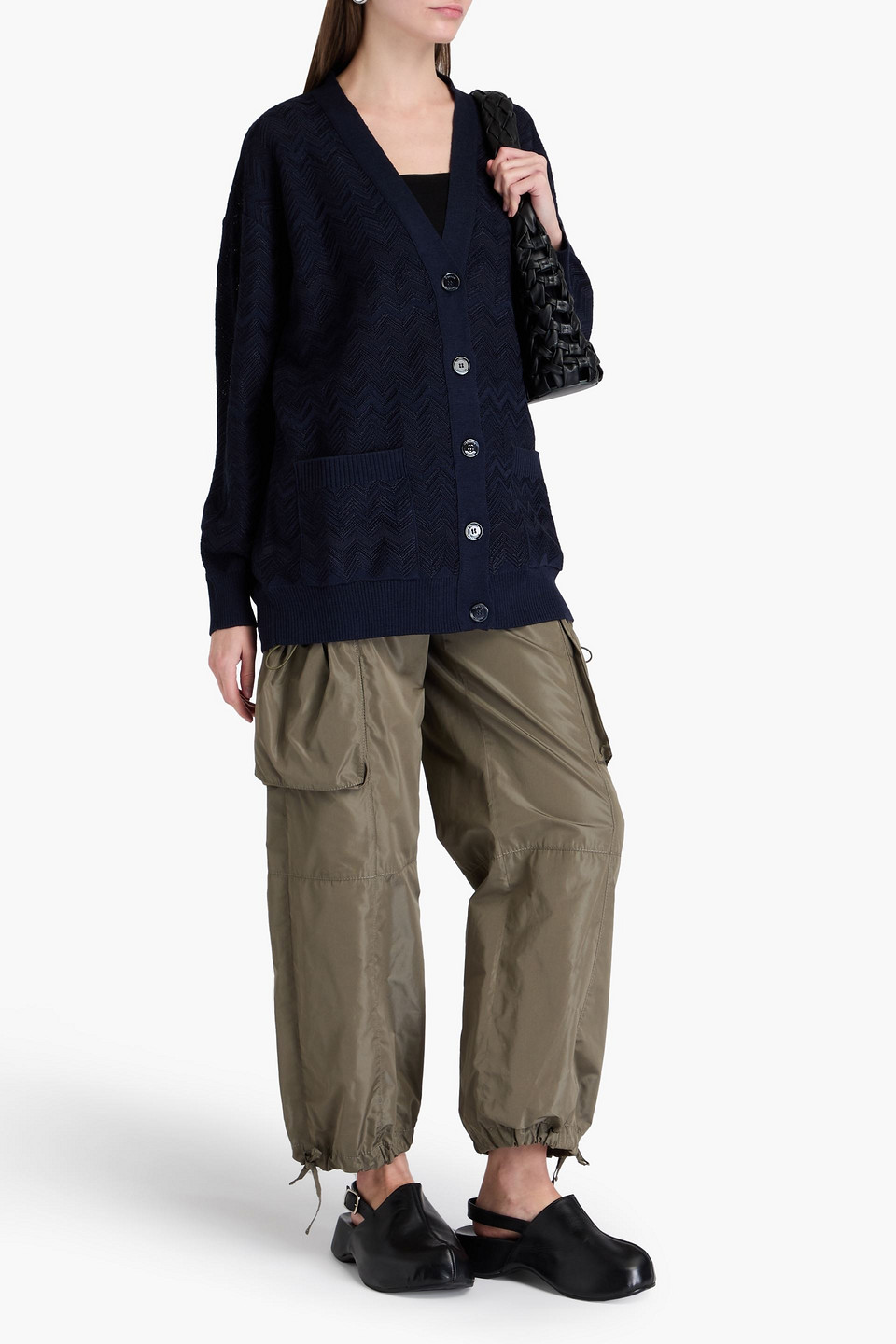 Missoni Zigzag Crochet-knit Cardigan In Navy